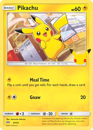 Pikachu 25/25, Confetti Holo, flat official artwork