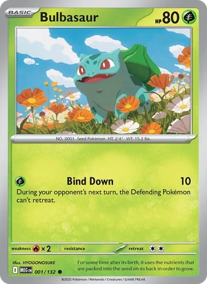 Bulbasaur 001/132, "Pokémon Day 2026" stamp, card art reference