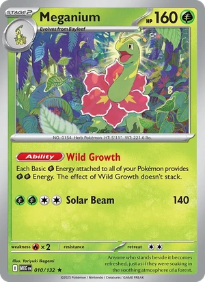 Meganium 010/132, Non Holo, card art reference