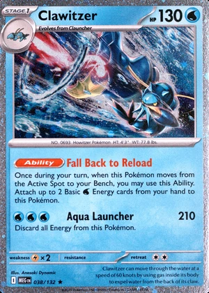 Clawitzer 038/132, Cosmos Holofoil, card art reference