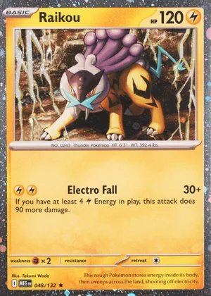 Raikou 048/132, Mega Evolution English Cosmos Holofoil, image provided by the catalog owner