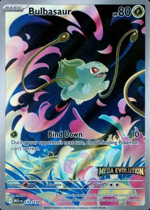 Bulbasaur 133/132, "Mega Evolution" stamp, image provided by the catalog owner