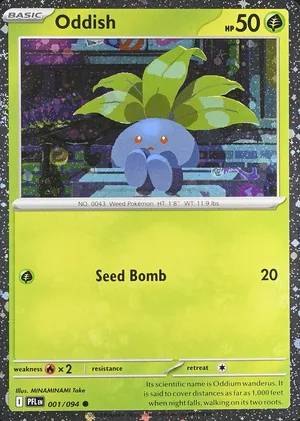 Oddish 001/094, Cosmos Holofoil, card art reference