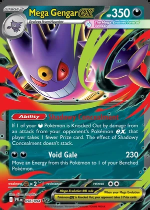 Mega Gengar ex 056/094, Print with "Play! Pokémon" stamp, card art reference