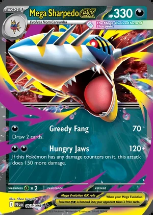 Mega Sharpedo ex 061/094, Print with "Play! Pokémon" stamp, card art reference