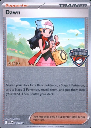 Dawn 087/094, Mirror Reverse Holofoil 2025/26 Regional Championships STAFF promo, card art reference