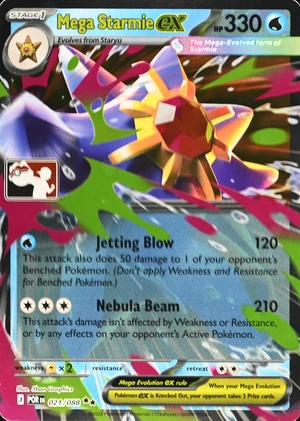Mega Starmie ex 021/088, Print with "Play! Pokémon" stamp, image provided by the catalog owner