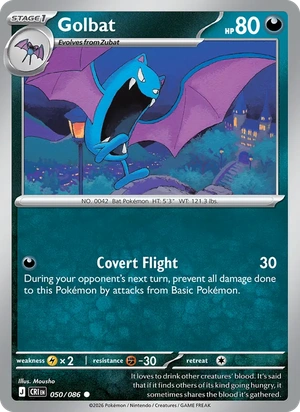 Golbat 050/086, Holofoil jack-o'-lantern stamp, card art reference