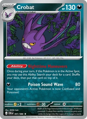 Crobat 051/086, Non Holo, card art reference