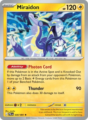 Miraidon 028/084, Non Holo, card art reference