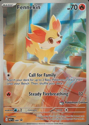 Fennekin #080, English Pokemon Center stamped promo reference image