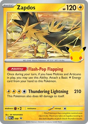 Zapdos #098, English MEP Black Star Promos promo, reference image
