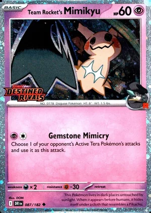 Team Rocket's Mimikyu 087/182, prerelease, owner-provided image