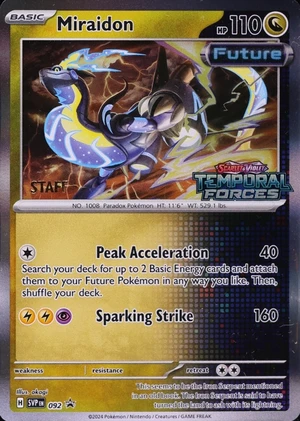 Miraidon 092, Temporal Forces Staff Prerelease print, image provided by the catalog owner