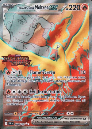 Team Rocket's Moltres ex 208/182, Destined Rivals stamp, owner-provided image