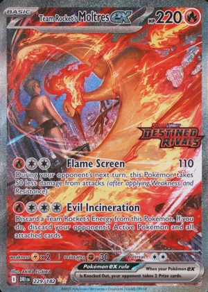 Team Rocket's Moltres ex 229/182, Destined Rivals stamp, owner-provided image
