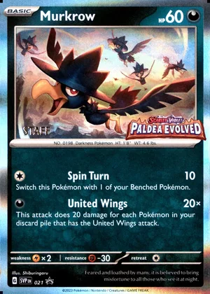 Murkrow SVP 021, Staff prerelease, owner-provided image