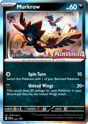 Murkrow SVP 021, Staff prerelease, owner-provided image