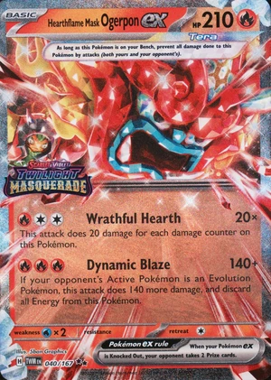 Hearthflame Mask Ogerpon ex 040/167, Stamped "Twilight Masquerade" print, owner-provided image