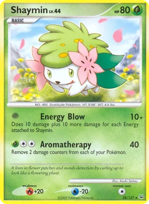 Shaymin 38/127, Cosmos Holofoil, card art reference