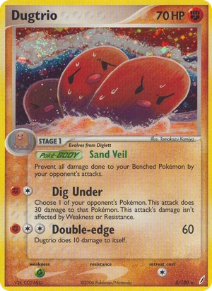 Dugtrio 5/100, Non Holo, card art reference