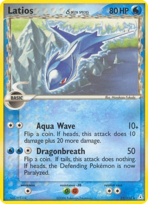 Latios δ 22/110, Holofoil, card art reference