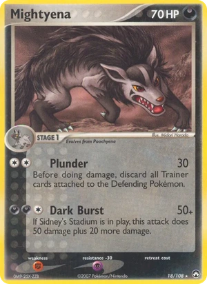 Mightyena 18/108, Cosmos Holofoil, card art reference