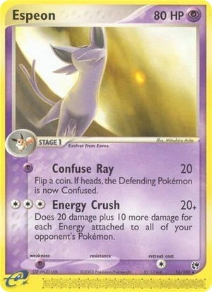 Espeon 16/100, No e-Reader Code, card art reference