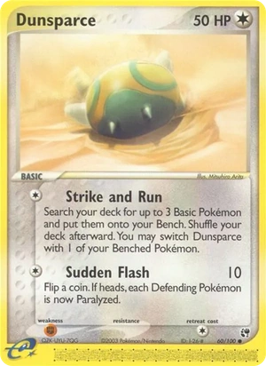 Dunsparce 60/100, No e-Reader Code, card art reference