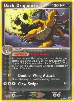 Dark Dragonite 15/109, Cosmos Holofoil, card art reference