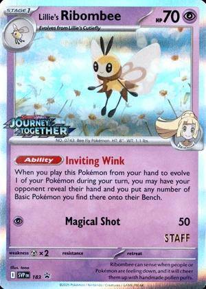 Lillie's Ribombee 183, Journey Together Staff Prerelease print, image provided by the catalog owner
