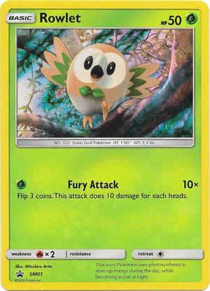 Rowlet SM01, Sequin Holo, Bulbapedia reference scan