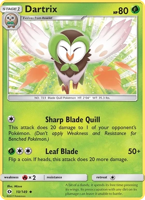 Dartrix 010/149, Cosmos Holofoil, card art reference