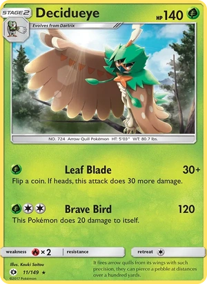 Decidueye 011/149, Water Web Holofoil, card art reference