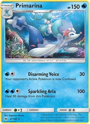 Primarina 041/149, Cracked Ice Holofoil, card art reference