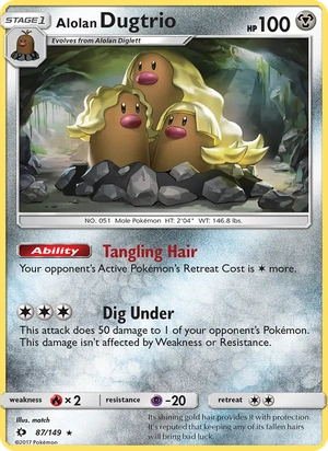 Alolan Dugtrio 087/149, Cosmos Holofoil, card art reference
