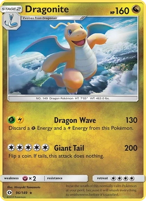Dragonite 096/149, Cosmos Holofoil, card art reference