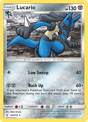 Lucario 126/214, Non Holo, card art reference