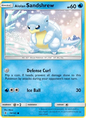 Alolan Sandshrew 019a/145, Yellow A Alternate art, card art reference