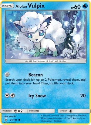 Alolan Vulpix 021/145, Build-A-Bear Workshop stamp, card art reference