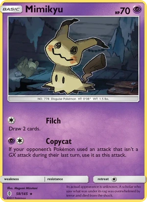Mimikyu 058/145, Non Holo, card art reference