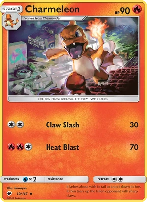 Charmeleon 019/147, Water Web Holofoil, card art reference