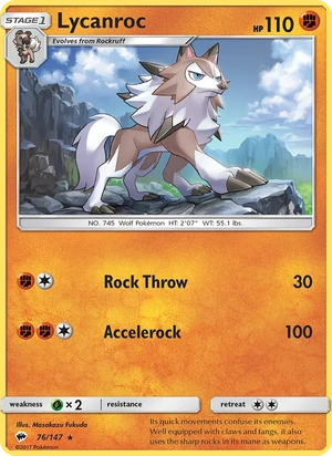 Lycanroc 076/147, Water Web Holofoil, card art reference