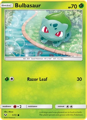 Bulbasaur 001/73, Sequin Holofoil, card art reference