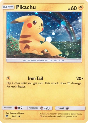 Pikachu 028/73, Shining Legends English Cosmos Holofoil, image provided by the catalog owner
