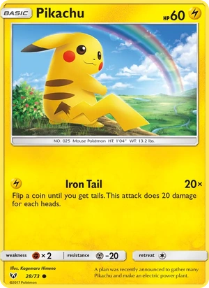 Pikachu 028/73, Sequin Holofoil, card art reference