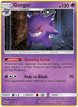 Gengar 038/111, Non Holo, card art reference