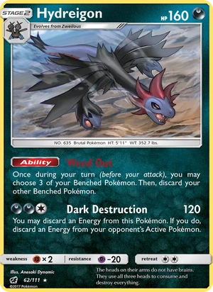 Hydreigon 062/111, Cracked Ice Holofoil, card art reference