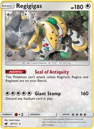 Regigigas 084a/111, Yellow A Alternate art, card art reference