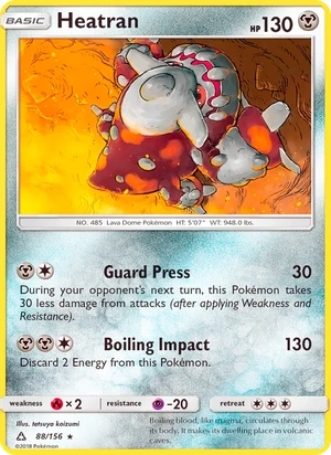 Heatran 088/156, Cosmos Holofoil "GameStop" stamp, card art reference